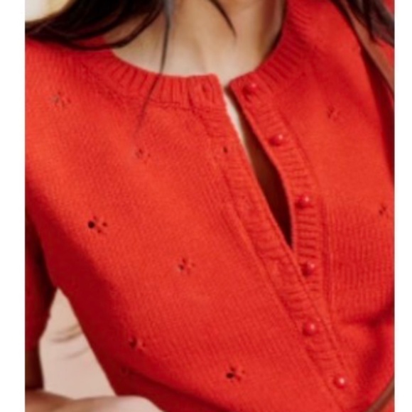 Sezane Sweaters - Sezane Red Knit Button-Front Cardigan